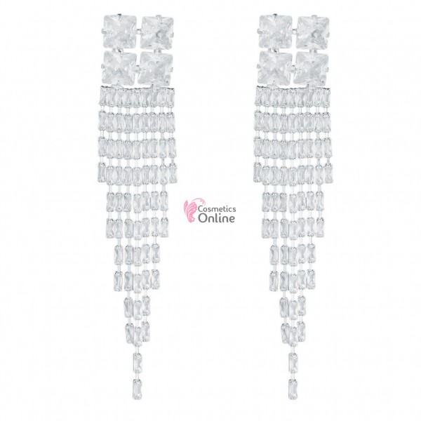 Cercei pentru dama moderni EARR02AA Argintii cu cristale din zircon